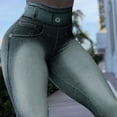 thumbnail image 1 of Dowegor Jeggings for Women Women Casual Fashion Faux Denim Jeans High Waist Button Stretch Leggings Skinny Jeans for Women Cute Jeans for Women Womens Jeggings Black M sale, 1 of 7