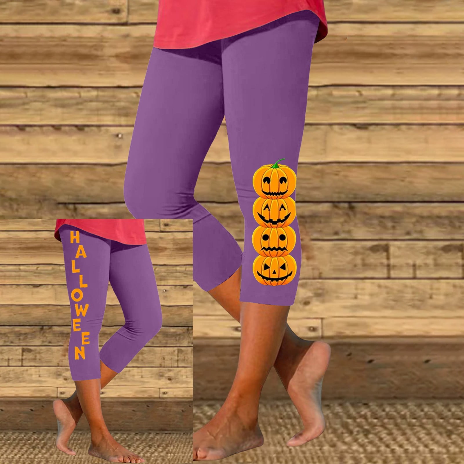 Dowegor Clearance Women's Pants Women's Halloween Pumpkin Print Casual