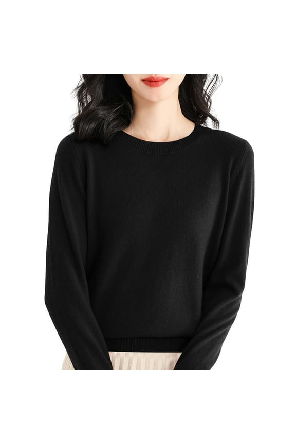 Light Sweaters for Women Long Sleeve Crew Neck Lightweight Soft Knitted Pullover Knitted Blouse Light Sweater Cotton Sweater Cotton Sweaters for Women Black XL