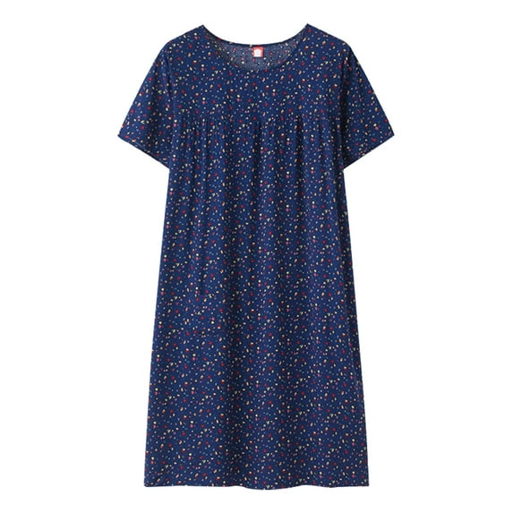 Dowegor Summer Dresses for Women 2024 Summer Cotton Silk Sleep Dress for Middle Women New Loose Fitting Home Wear Elderly Sleepwear Plus Size Dress Womens Short Sleeve Blouses Womens Loose Tops