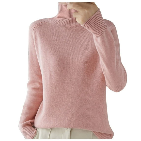 Dowegor Sweaters for Women Turtleneck Sweater Women's Autumn and Winter New Thickened Women's Solid Color Pullover Loose Knitted Long Sleeved Bottoming Shirt Womens Turtleneck Long Sleeve()