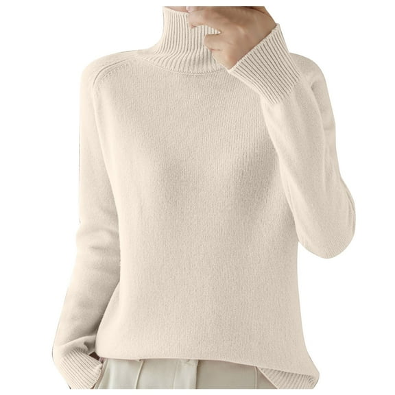 Dowegor Sweaters for Women Turtleneck Sweater Women's Autumn and Winter New Thickened Women's Solid Color Pullover Loose Knitted Long Sleeved Bottoming Shirt Womens Turtleneck Long Sleeve(Clearance)
