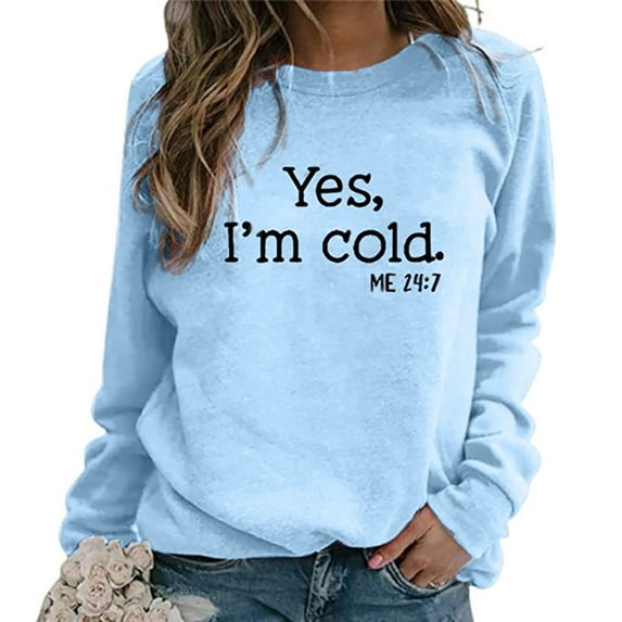 Dowegor Sweatshirt Pullover Blouse Sleeve Shirts Long Printed Women Top Women's Blouse Women's Fashion Hoodies & Sweatshirts Hooded Sweatshirt Women Womens Fall Sweatshirts Blue L
