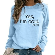 Dowegor Sweatshirt Pullover Blouse Sleeve Shirts Long Printed Women Top Women's Blouse Women's Fashion Hoodies & Sweatshirts Hooded Sweatshirt Women Womens Fall Sweatshirts Blue L