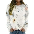 thumbnail image 1 of Dowegor Sweatshirts for Women Fall Fashion Casual O Neck Long Sleeve Pullover Blouses Women's Fashion Hoodies & Sweatshirts Hooded Sweatshirt Women Womens Fall Sweatshirts White M, 1 of 6