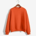 thumbnail image 1 of Dowegor Women's Solid Color Round Neck Oversized Sweatshirt Loose Fit Long Sleeve Light Sweatshirt Loose Blouse Women Sweatshirt Long Sleeve Pullover for Women Womens Hoodies Pullover Orange S, 1 of 6