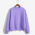 thumbnail image 1 of Dowegor Women's Solid Color Round Neck Oversized Sweatshirt Loose Fit Long Sleeve Light Sweatshirt Loose Blouse Women Sweatshirt Long Sleeve Pullover for Women Womens Hoodies Pullover Purple Xl, 1 of 4