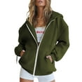 thumbnail image 1 of Dowegor Womens Casual Solid Long Sleeve Zipper Hooded Coat Pocket Sweatshirt Tops Women's Fashion Hoodies & Sweatshirts Zip Up Hoodie Zip Up Sweatshirt Army Green S, 1 of 6