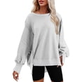 thumbnail image 1 of Dowegor Womens Oversized Crewneck Solid Color Sweatshirt Side Slit Long Sleeve Pullover Slouchy Fit Tops Women's Fashion Hoodies & Sweatshirts Hooded Sweatshirt Women Womens Fall Sweatshirts Grey Xl, 1 of 7