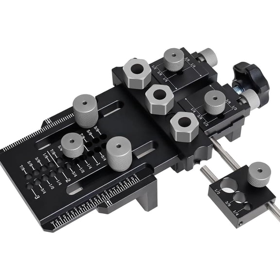 Dowel Jig with Quick Stop & Clamp, Drill Guide in 1/4, 3/8, 1/2 inch for Cabinet Woodworking