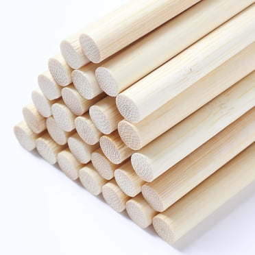 30-Pack Birch Dowel Rods - 3/7 Inch Diameter X 6 Inch Length, Unfinished, Smooth, For Crafts, Woodworking, DIY Projects