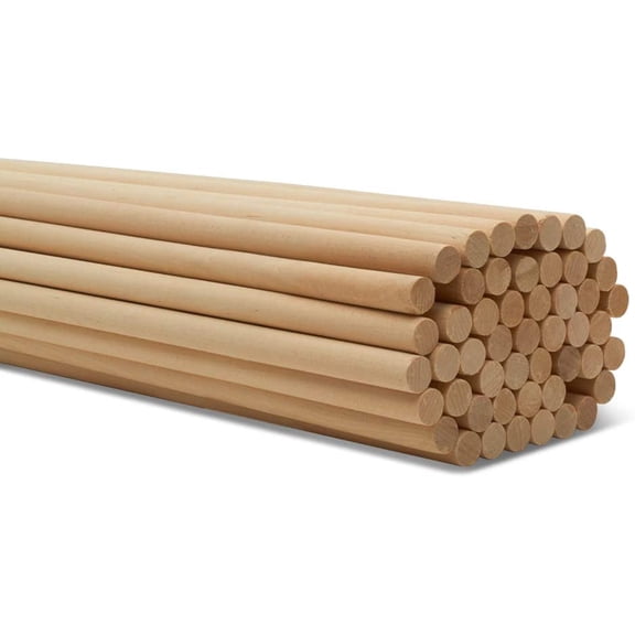 Dowel Rods Wood Sticks Wooden Dowel Rods - 1/2 x 48 Inch Unfinished Hardwood Sticks - for Crafts and DIYers - 25 Pieces by