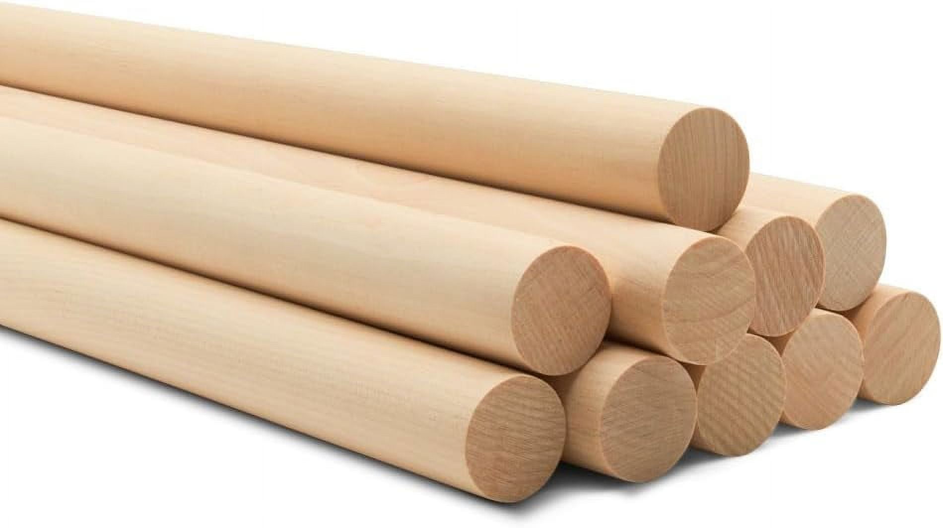 Dowel Rods Wood Sticks Wooden Dowel Rods - 1/2 x 48 Inch Unfinished Hardwood Sticks - for Crafts and DIYers - 5 Pieces by