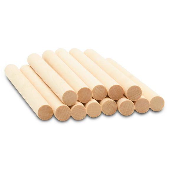 Dowel Rods Wood Sticks Wooden Dowel Rods ® 1/2 x 6 Inch Unfinished Hardwood Sticks ® for Crafts and DIYers ® 50 Pieces by Woodpeckers