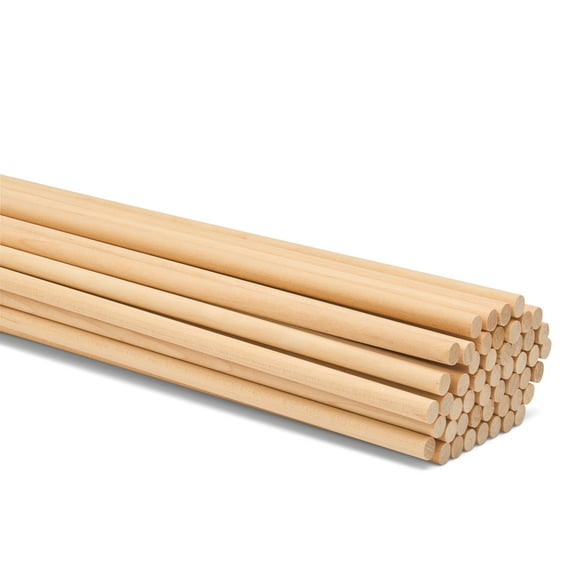 Dowel Rods Wood Sticks Wooden Dowel Rods - 1/4 x 24 Inch Unfinished Hardwood Sticks - for Crafts and DIYers - 50 Pieces by Woodpeckers