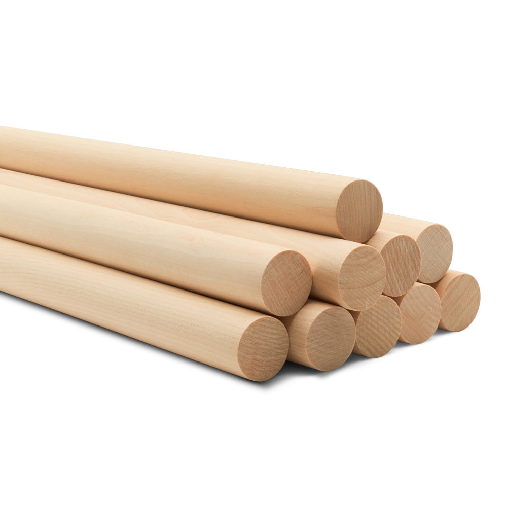 Wood Sticks Wooden Dowel Rods - 1/2 Inch x 12 Inch Unfinished Hardwood  Sticks