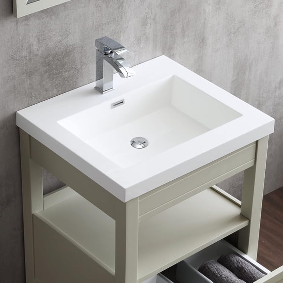 Dowell 25" Bathroom Sink,Single Bowl Vanity Basin,Rectangular Drop-In Bathroom Sink with Overflow,White-000 2522BP