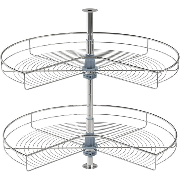 Dowell 32" Kidney Lazy Susan, 2 Shelves, Kitchen Base Corner Cabinet Organizer (Chrome 4001 270 32)