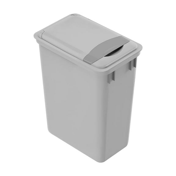 Dowell 35Qt Gray Square Plastic Trash Can with Lid, Stackable – Fits Under Sink or Desk, for Office, Kitchen, Bathroom, or Yard (8.75 Gal, 4400 35 04+L-1)