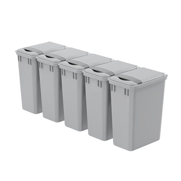 Dowell 35Qt Gray Square Plastic Trash Can with Lid, Stackable – Fits Under Sink or Desk, for Office, Kitchen, Bathroom, or Yard (8.75 Gal, 4400 35 04+L) (5)