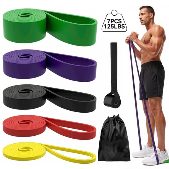 Dowellia 6PCS Resistance Bands Set for Exercise Fitness, Pull-up Assistance Bands Set , Elastic Workout Bands for Ankle, Leg, Stretching, Yoga and Home Fitness with Carry Bag
