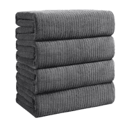 Dowellia 4 Pack Bath Towels Set, 28"x 55" Large Bath Sheets, Highly Absorbent & Quick Dry, Soft Microfiber Towels for Bathroom Spa Hotel Gym, Dark Gray Stripe