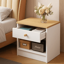 Dowellia Nightstand with Drawers for Bedroom, Small Beside Tabble Open Storage for Living Room, White