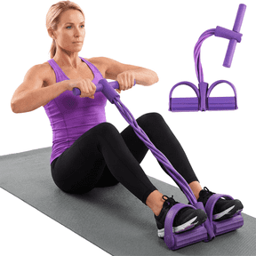 Dowellia Pedal Resistance Bands with Handles, Upgrade 6-Tubes Fitness Stretching Bands for Exercise Abdomen, Waist, Arm, Leg, Multifunction Workout Equipment for Home Gym Equipment, Purple