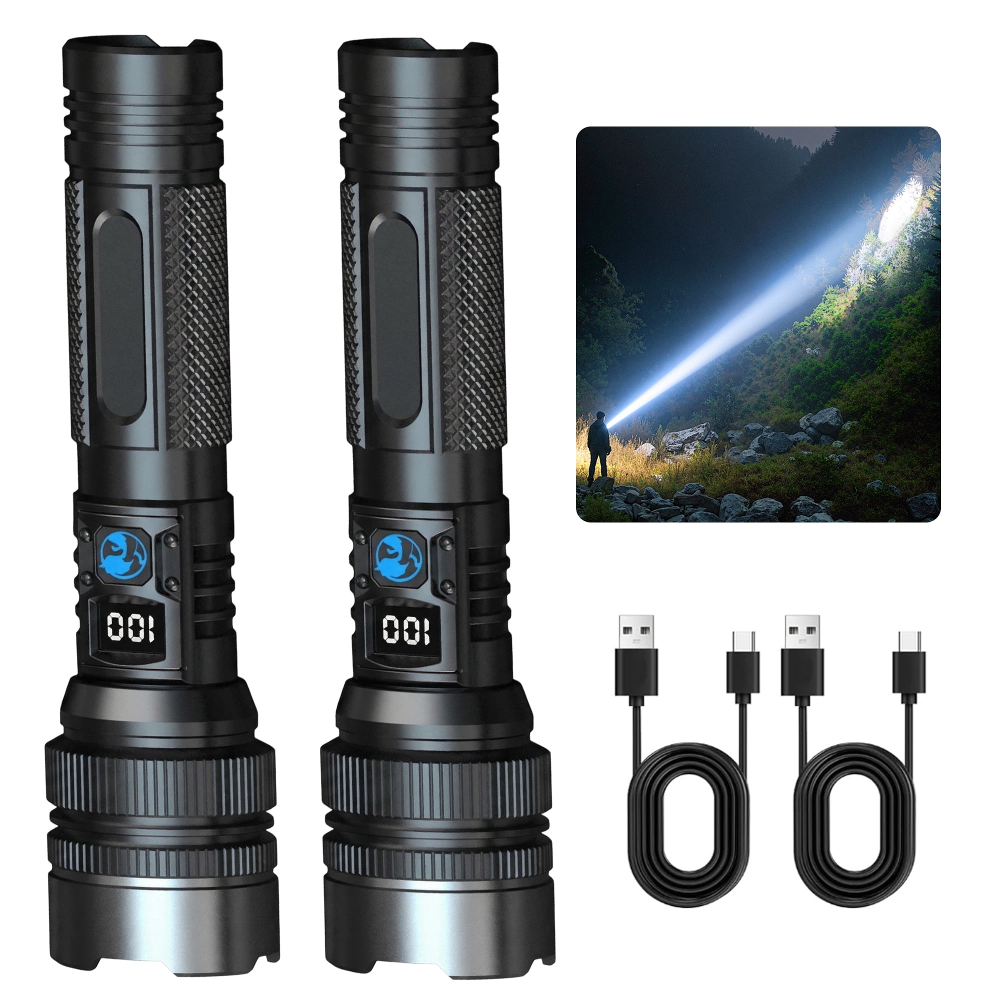 Torch Def Dowellia Rechargeable Flashlight High Lumens Portable Flash Light with ...