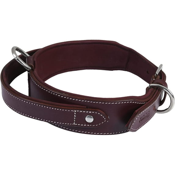 DowgClub | Genuine Leather Heavy Duty Tactical Dog Collar with Handle | Saddle Grade, Full Grain, Heavy Duty | Comfortable, Cushion Padding Inside, Strong | Best for Medium, Large & X-Large Breeds