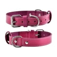 thumbnail image 1 of DowgClub Leather Dog Collar with Double D Rings - Handmade Full Grain Leather for Small Dogs, Pink, 1 of 6