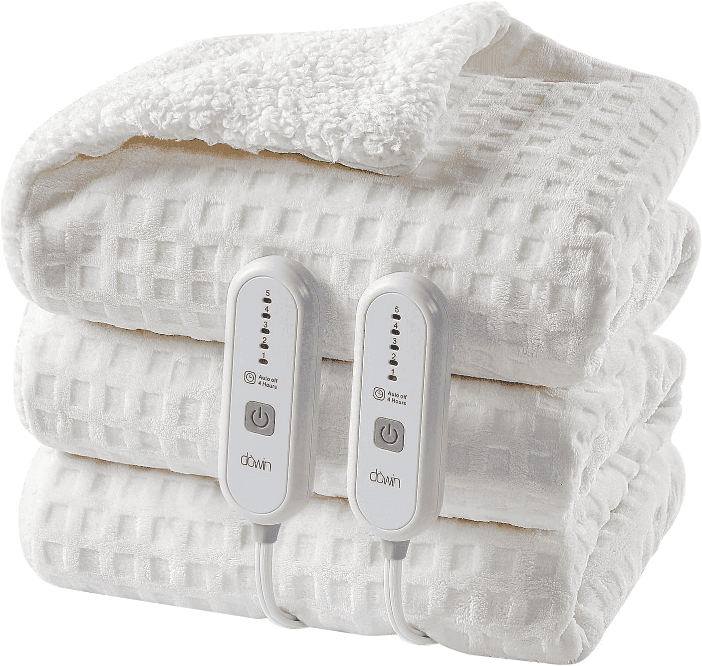 Dowin Electric Blanket King Size - Waffle Heated Blanket with Dual Control, 5 Heating Levels, 10 Hrs Auto Off, Sherpa Fleece Warming Blanket for Bed, Machine Washable, 90x100 Beige