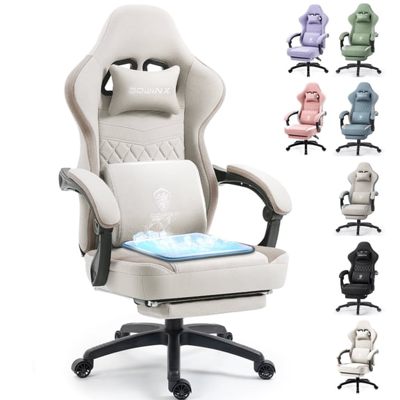 GOOSEA Breathable Fabric Gaming Chair, Comfort Office Chair with Gel Cushion and Storage Bag, Beige