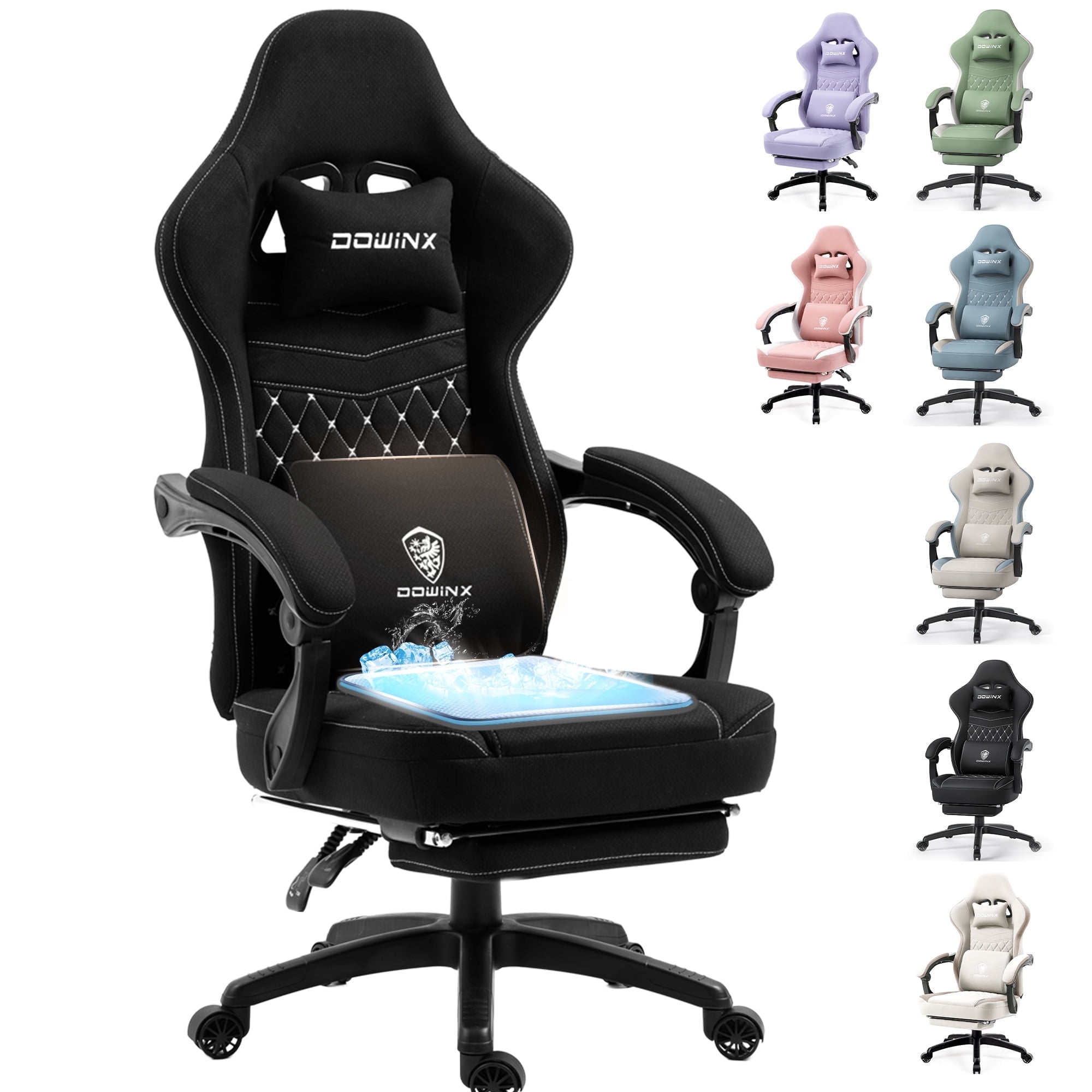 GOOSEA Breathable Fabric Gaming Chair, Comfort Office Chair with Gel Cushion and Storage Bag, Black