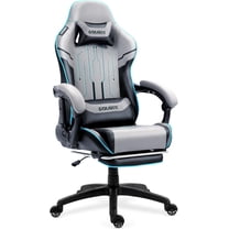 Dowinx Ergonomic Gaming Chair with Footrest, Reclining Gamer Chair for Adults, High Back Computer Office Chair with Lumbar Support & Linkage Armrests,Grey