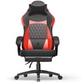 thumbnail image 1 of Dowinx Ergonomic Gaming Chair with Pocket Spring Cushion & Massage Lumbar Support - High Back Office Computer Chair with Footrest for Adults, 300LBS Capacity, Leather Design， Black and Red, 1 of 8