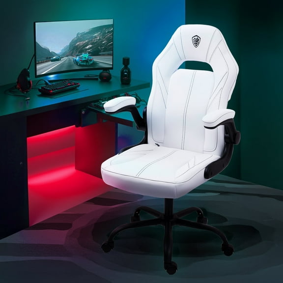 GOOSEA Ergonomic Gaming Office Chair – Breathable PU Leather with Pocket Spring Cushion, Adjustable Swivel Task Chair，White