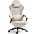 thumbnail image 1 of GOOSEA Fabric Gaming Chair with Pocket Spring Cushion, Breathable Computer Chair with Massage Lumbar Support and Footrest, High Back Office Chair for Adults, Beige, 1 of 7