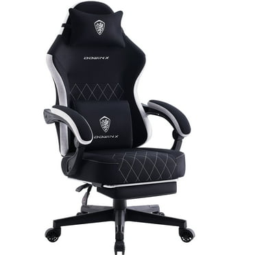 ‌Dowinx Fabric Gaming Chair with Adjustable Footrest, Lumbar Support and Headrest, Black