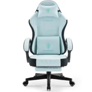 Dowinx Fabric Gaming Chair with Massage Lumbar Support, High Back Ergonomic Computer Chair with Footrest for Adult, Aqua