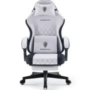 Dowinx Fabric Gaming Chair with Massage Lumbar Support, High Back Ergonomic Computer Chair with Footrest for Adult, Grey