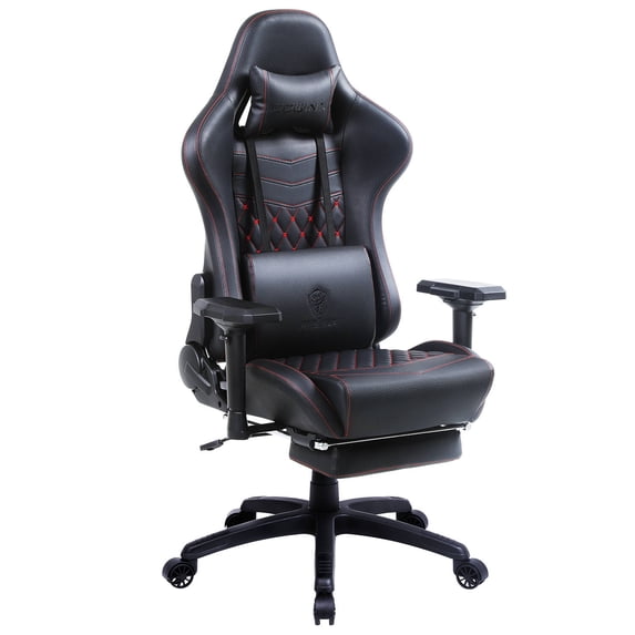 Dowinx Gaming Chair 4D Armrest Ergonomic Computer Chair Office PU Leather with Massage Footrest Black
