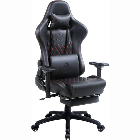 Dowinx Gaming Chair Ergonomic Computer Chair Office PU Leather with Massage Adjustable Armrest Footrest Black