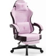 thumbnail image 1 of Dowinx Gaming Chair, Fabric Gaming Chairs for Adults with Pocket Spring Cushions and Lumbar Support, Ergonomic Massage Computer Chair with Footrest for Big and Tall, Pink, 1 of 8