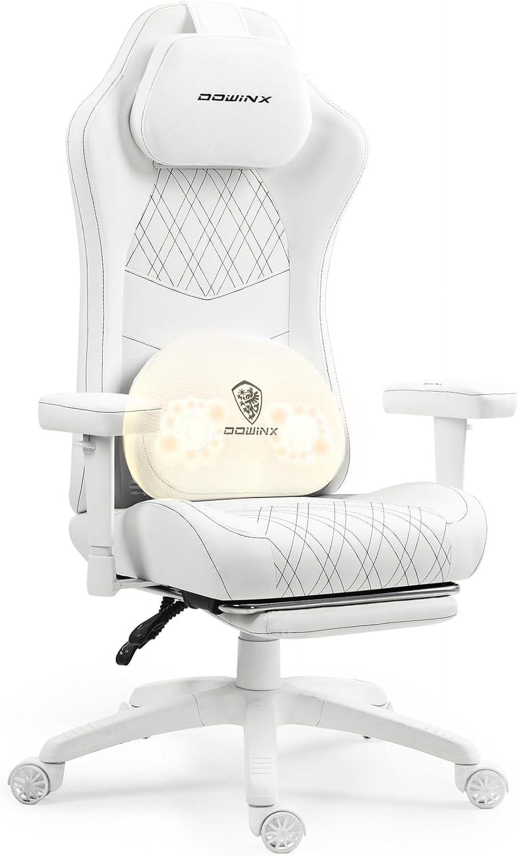 Dowinx Gaming Chair With Heating & Massage – Reclining Ergonomic Office Chair With Footrest (300lb Capacity)