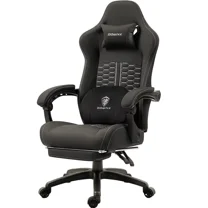Dowinx Gaming Chair with Heating Massage and Lumbar Support, Ergonomic Computer Chair with Pocket Spring Cushion and Footrest, High Back Reclining Office Chair for Adults, 350 lbs, Black