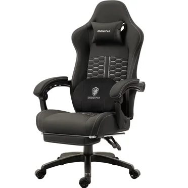 Dowinx Gaming Chair with Heating Massage and Lumbar Support, Ergonomic Computer Chair with Pocket Spring Cushion and Footrest, High Back Reclining Office Chair for Adults, 350 lbs, Black