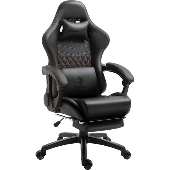 Dowinx Gaming  Office Chair with Massage Lumbar Support, Racing Style PU Leather  (Black&Red