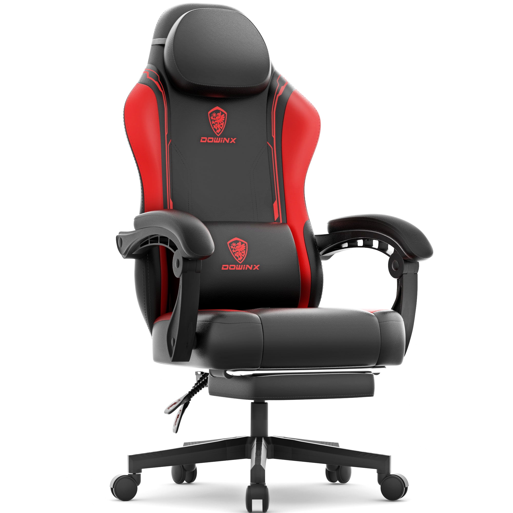 Dowinx Gaming Chair with Pocket Spring Cushion for Adults, Ergonomic Computer Chair with Footrest and Massage Lumbar Support for Office, Gaming, 300LBS, Red