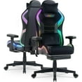 thumbnail image 1 of Dowinx Gaming Chair with RGB LED Lights, Ergonomic Game Chair with Footrest Massage Lumbar Support, Computer Gamer Chair for Adults Teens, Black Green, 1 of 7